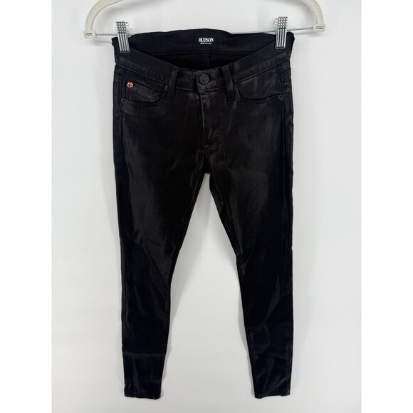 Hudson Jeans Women 24 Krista Black Noir Coated Skinny High Rise New $225